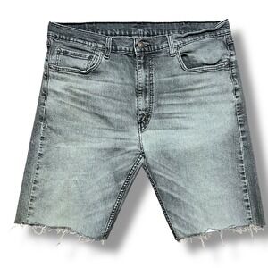Y2K Levi's Jean Shorts Men's 36 505 Black Cut Off Faded Denim‎ Jorts